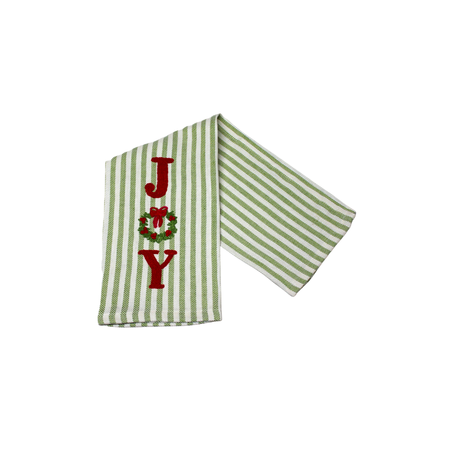 Joy Red Embroidered Pomelo Kitchen Towel - Apple Green