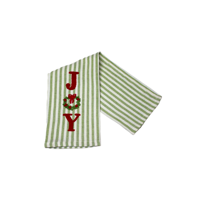 Joy Red Embroidered Pomelo Kitchen Towel - Apple Green