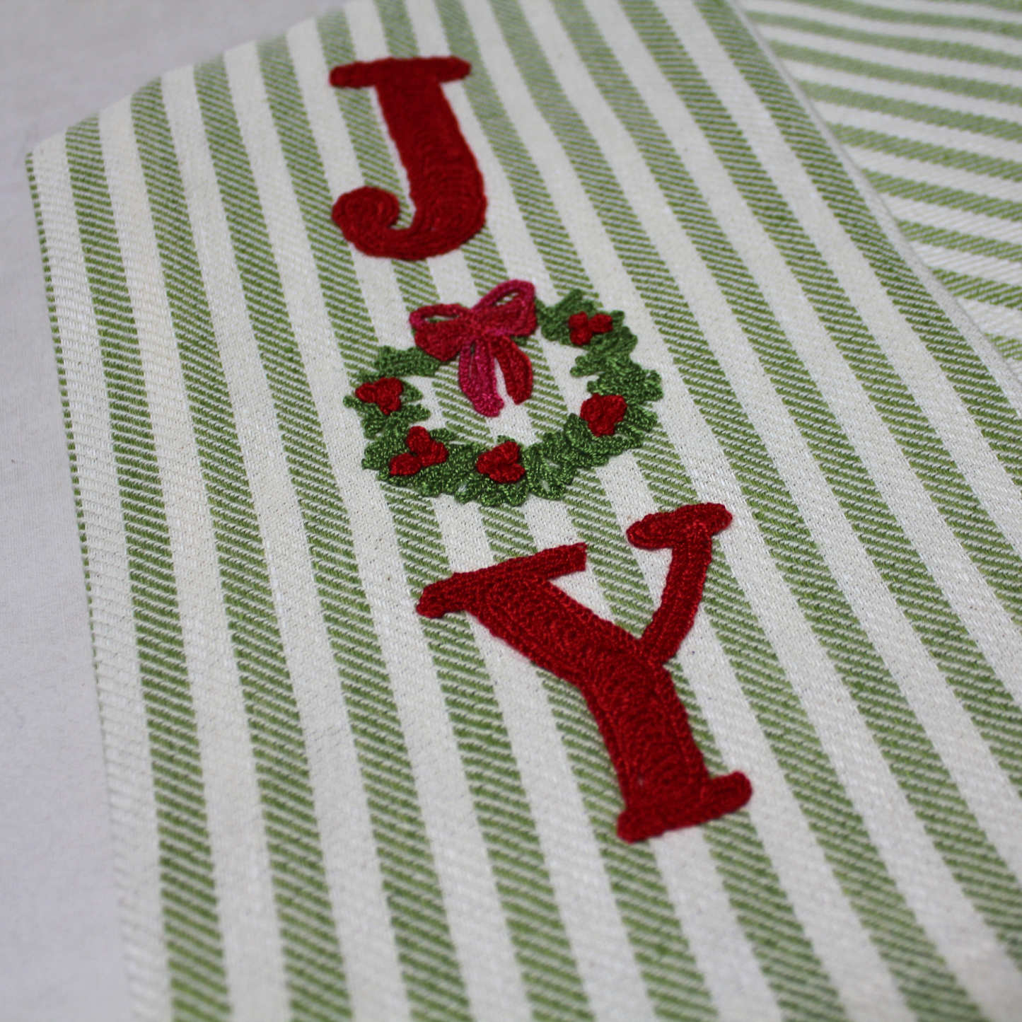 Joy Red Embroidered Pomelo Kitchen Towel - Apple Green