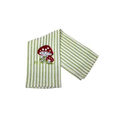 Mushroom Embroidered Pomelo Kitchen Towel - Apple Green