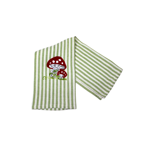 Mushroom Embroidered Pomelo Kitchen Towel - Apple Green