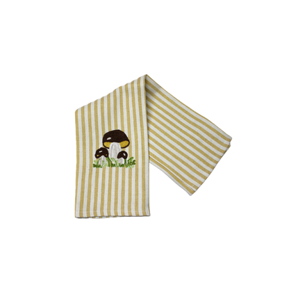 Porcini Embroidered Pomelo Kitchen Towel - Mustard