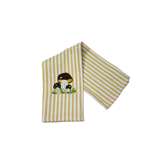 Porcini Embroidered Pomelo Kitchen Towel - Mustard
