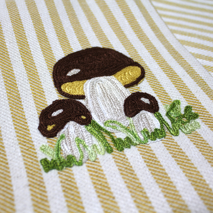 Porcini Embroidered Pomelo Kitchen Towel - Mustard