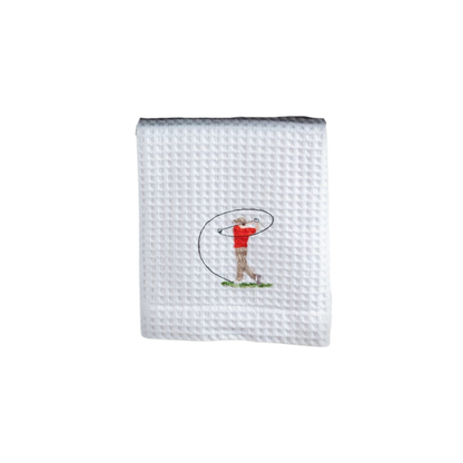 Golf Embroidered Waffle Guest Towel