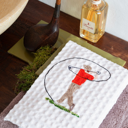 Golf Embroidered Waffle Guest Towel