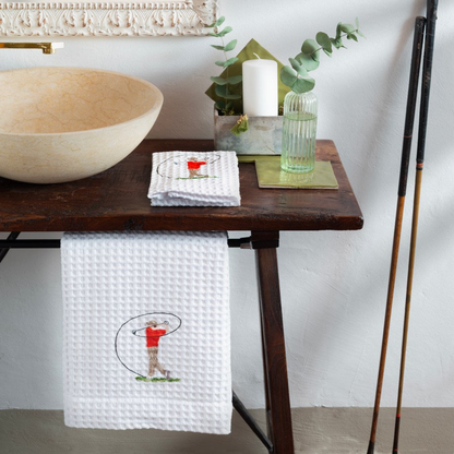 Golf Embroidered Waffle Guest Towel