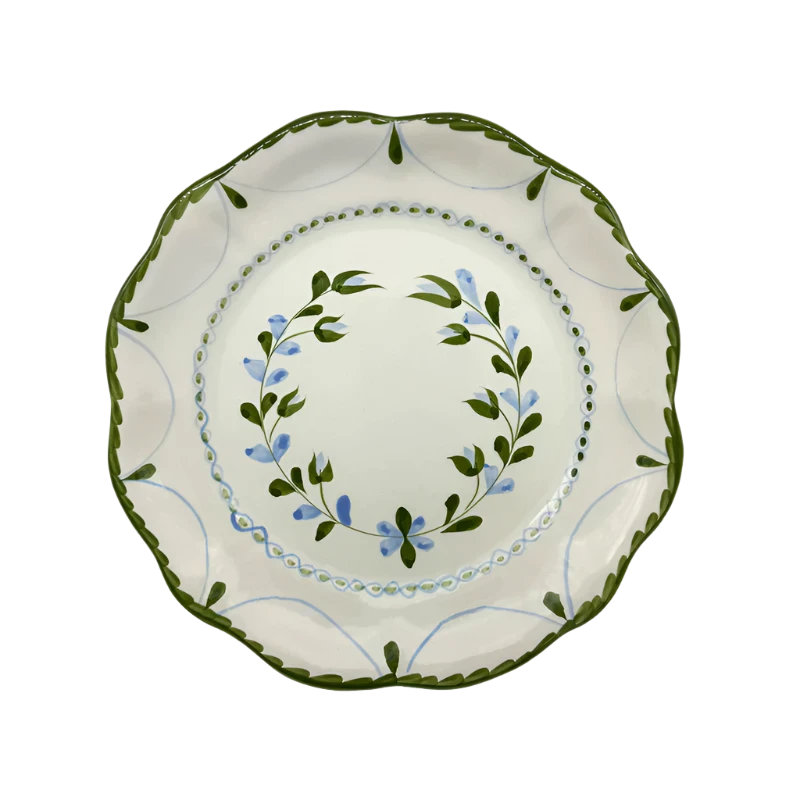 Set of 4 Hand-Painted Flower dinner Plates made in Spain, each uniquely adorned with delicate floral designs created by skilled artisans. Ideal for special occasions or everyday use, these plates highlight slight color variations, making each piece captivatingly unique.