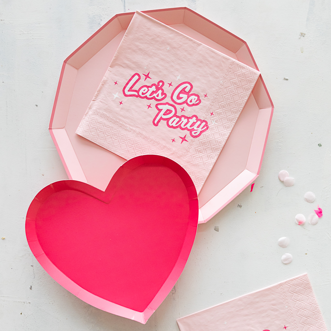 Haute Pink Heart Shaped Plates - Set of 8
