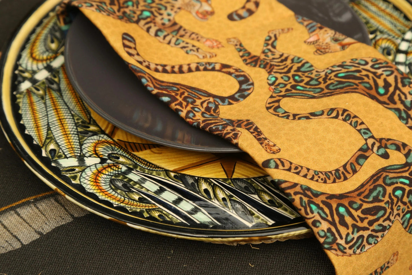 Cheetah Kings Napkins in Gold - Set of 2 - Hosted by Kelly Gaudreau