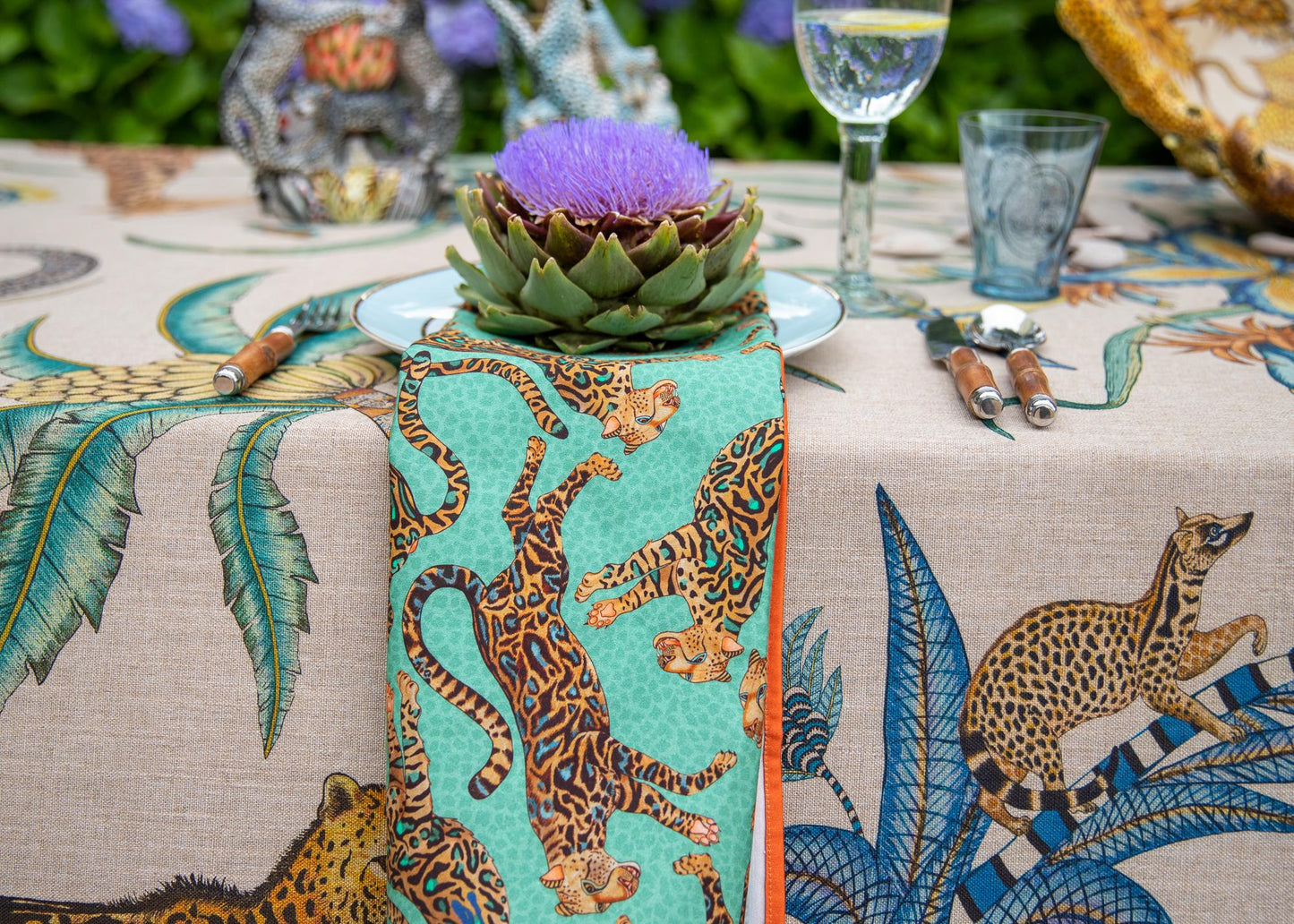 Cheetah Kings Napkins in Jade - Set of 2 - Hosted by Kelly Gaudreau
