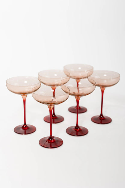 Colored Champagne Coupe - Blush Pink and Red Set of 6 - Hosted by Kelly Gaudreau