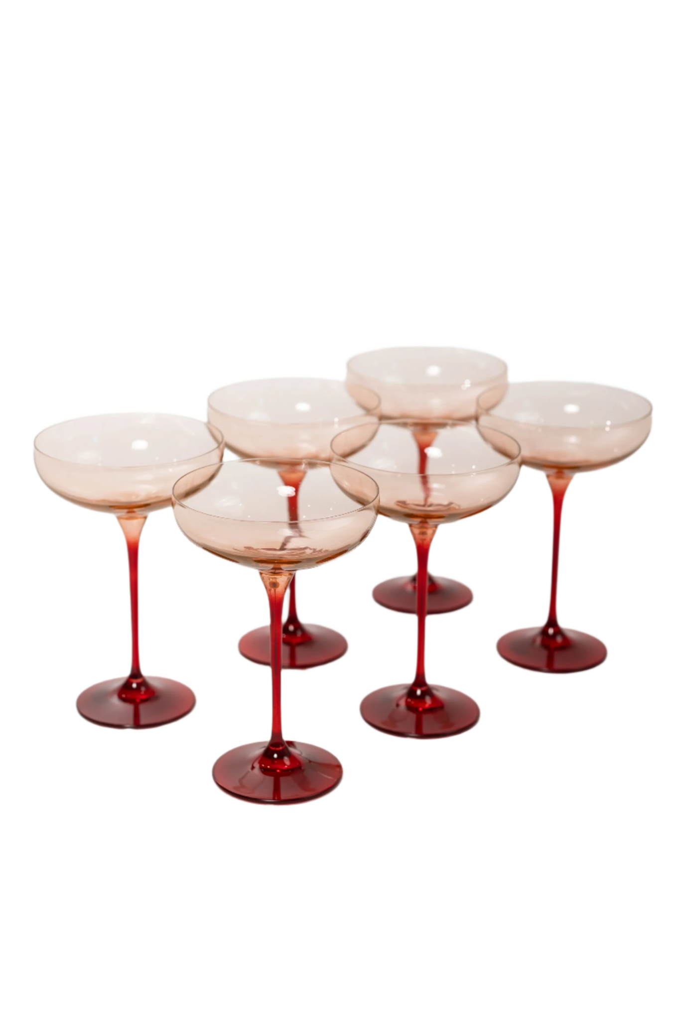 Colored Champagne Coupe - Blush Pink and Red Set of 6 - Hosted by Kelly Gaudreau