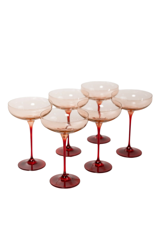 Colored Champagne Coupe - Blush Pink and Red Set of 6 - Hosted by Kelly Gaudreau
