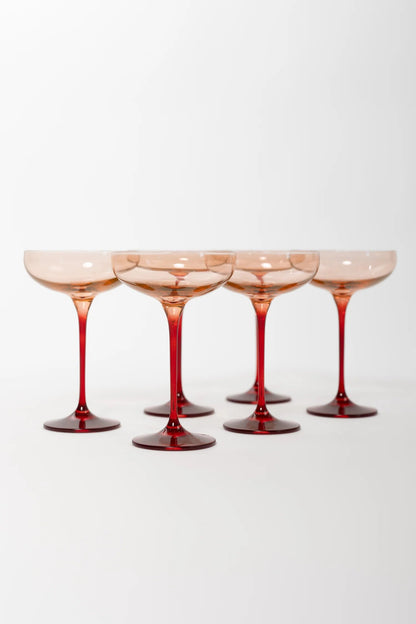 Colored Champagne Coupe - Blush Pink and Red Set of 6 - Hosted by Kelly Gaudreau