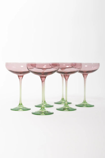 Colored Champagne Coupe - Rose and Mint Green Set of 6 - Hosted by Kelly Gaudreau