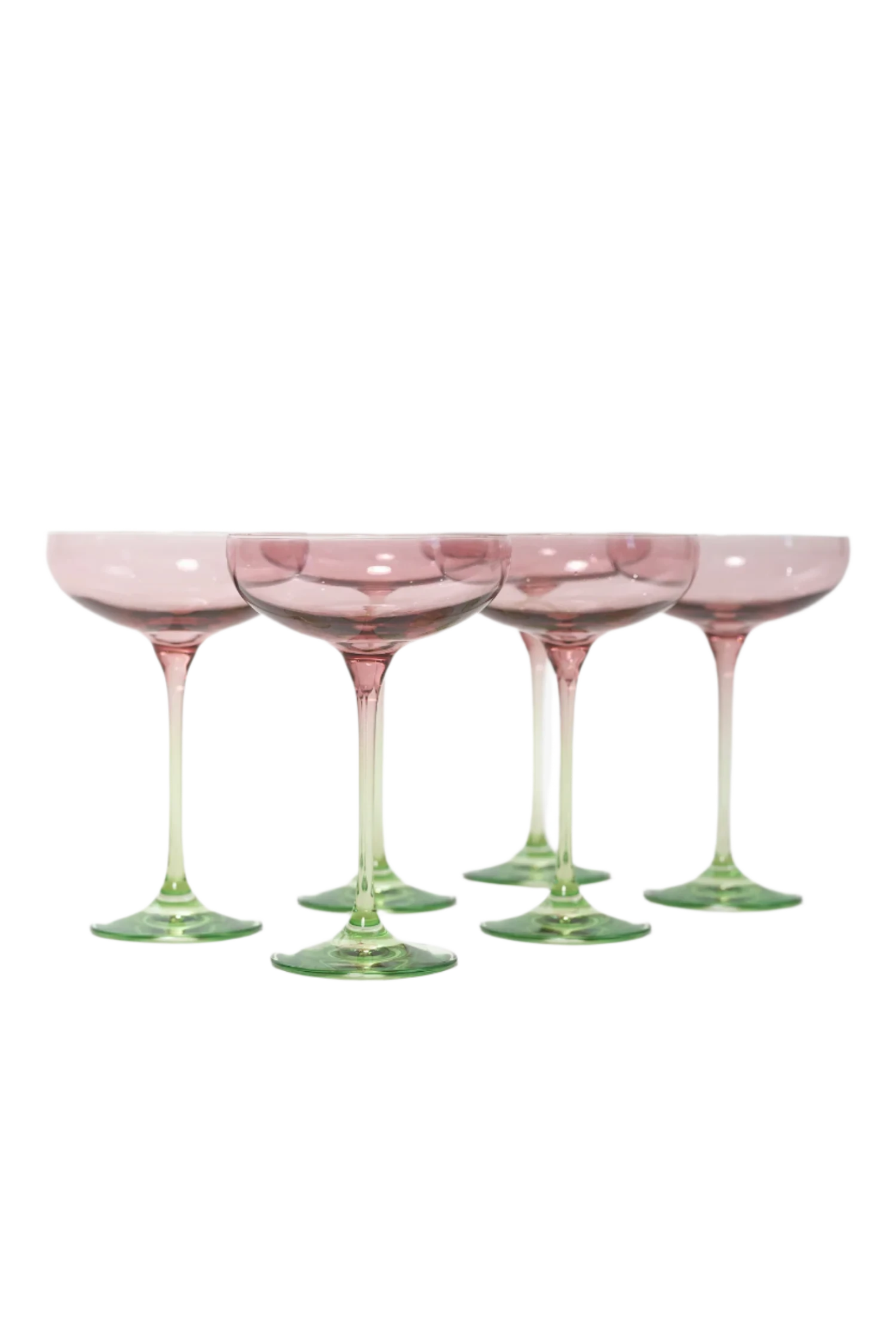 Colored Champagne Coupe - Rose and Mint Green Set of 6 - Hosted by Kelly Gaudreau