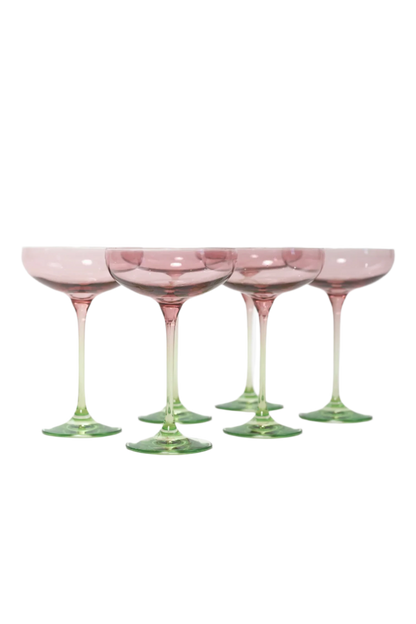 Colored Champagne Coupe - Rose and Mint Green Set of 6 - Hosted by Kelly Gaudreau