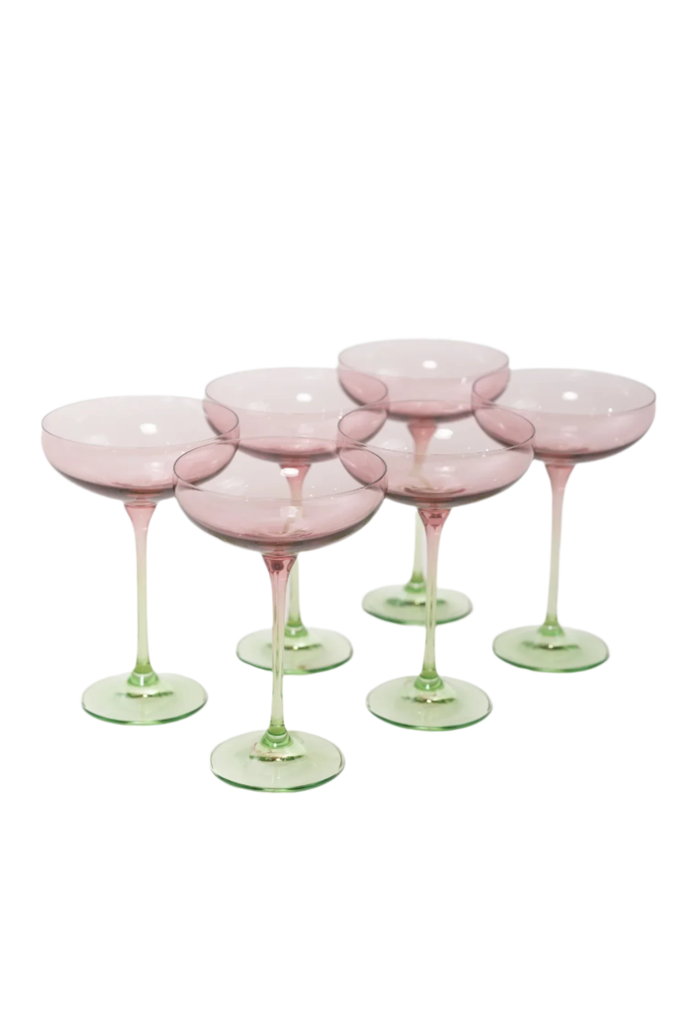 Colored Champagne Coupe - Rose and Mint Green Set of 6 - Hosted by Kelly Gaudreau