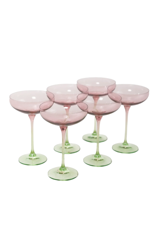 Colored Champagne Coupe - Rose and Mint Green Set of 6 - Hosted by Kelly Gaudreau