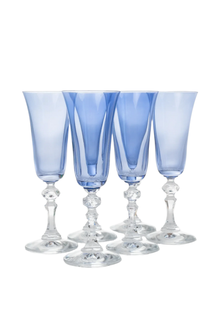 Colored Regal Flute With Clear Stem - Cobalt Blue Set of 6 - Hosted by Kelly Gaudreau