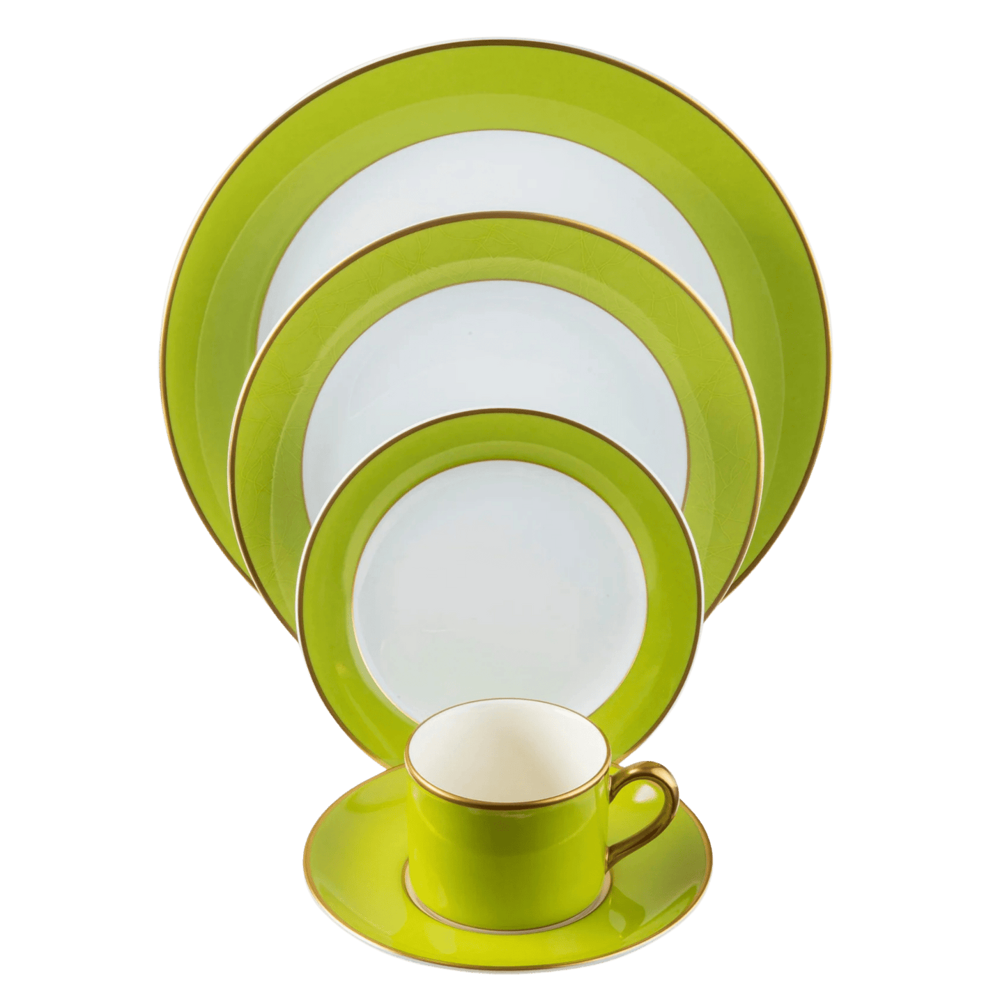 ColorSheen Apple Green Gold Ultra - White 5 Piece Place Setting - Hosted by Kelly Gaudreau