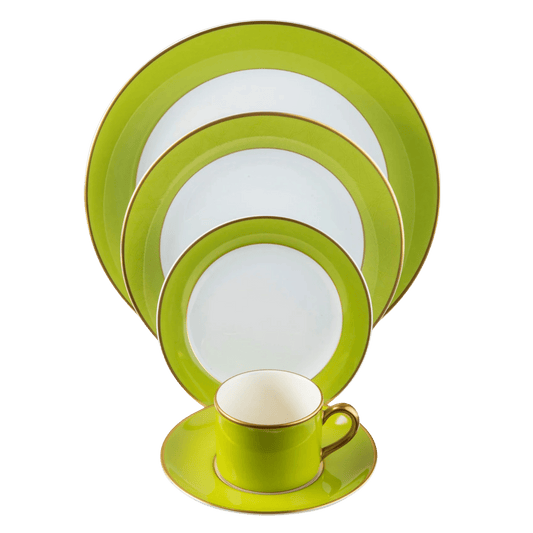 ColorSheen Apple Green Gold Ultra - White 5 Piece Place Setting - Hosted by Kelly Gaudreau