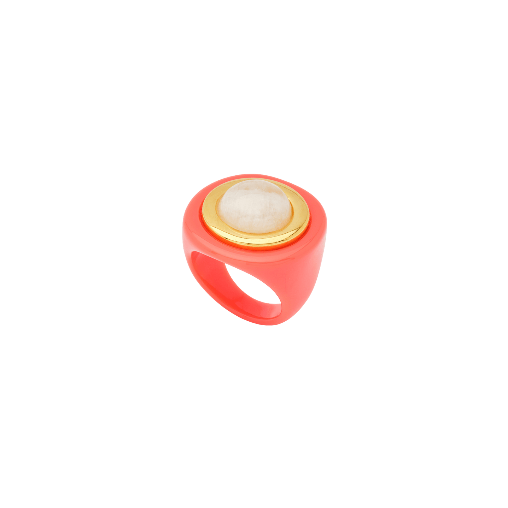 Coral Resin Sculpted Dome Ring – Moonstone - Hosted by Kelly Gaudreau