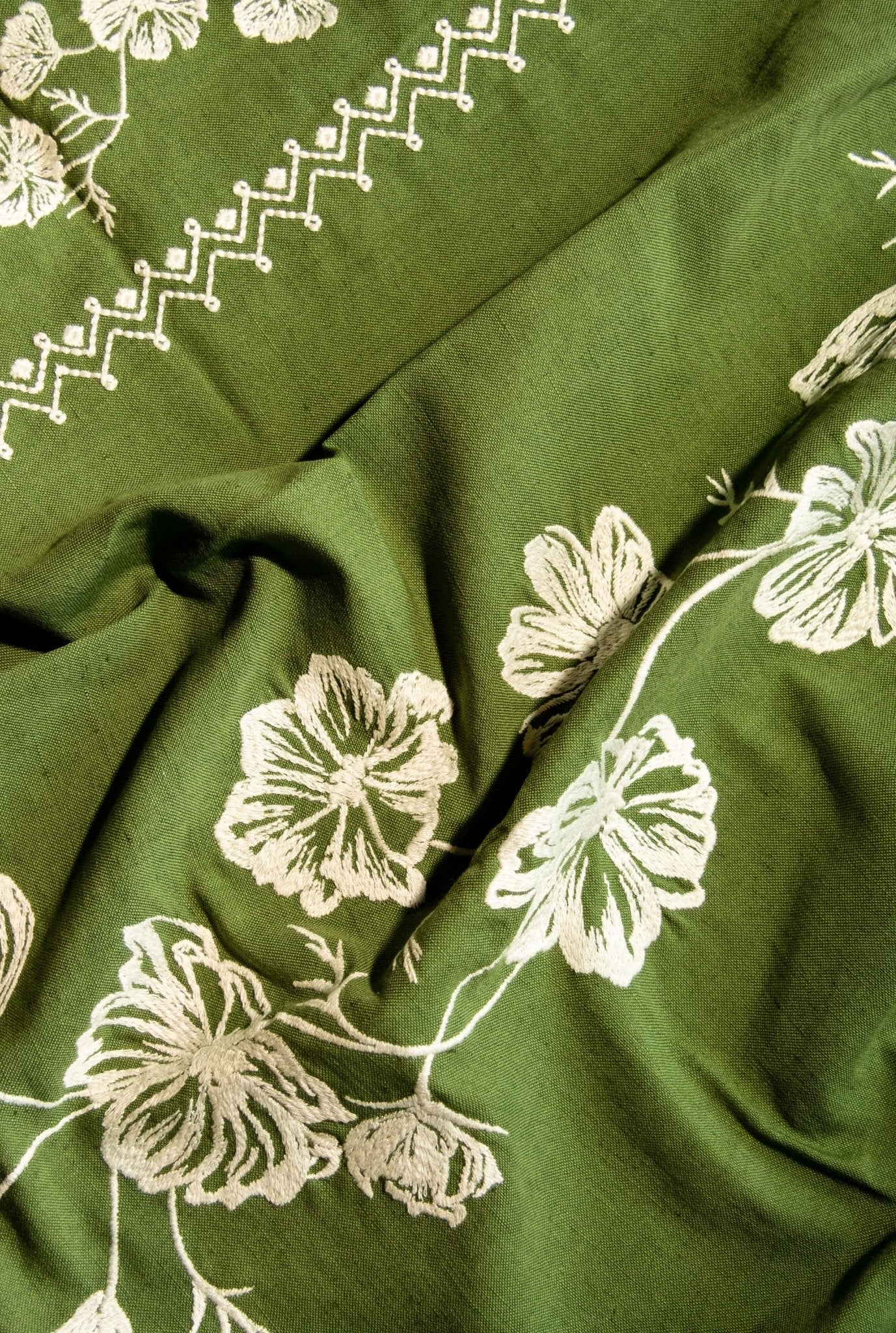Cosmo Green Emboridered Tablecloth - Hosted by Kelly Gaudreau