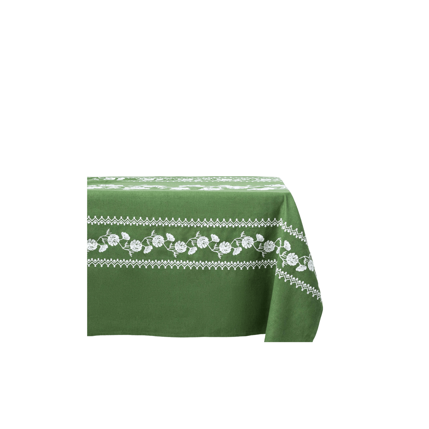 Cosmo Green Emboridered Tablecloth - Hosted by Kelly Gaudreau