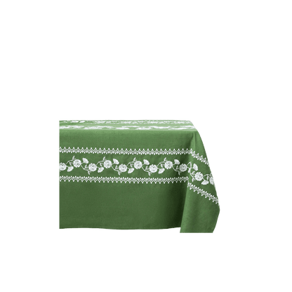 Cosmo Green Emboridered Tablecloth - Hosted by Kelly Gaudreau