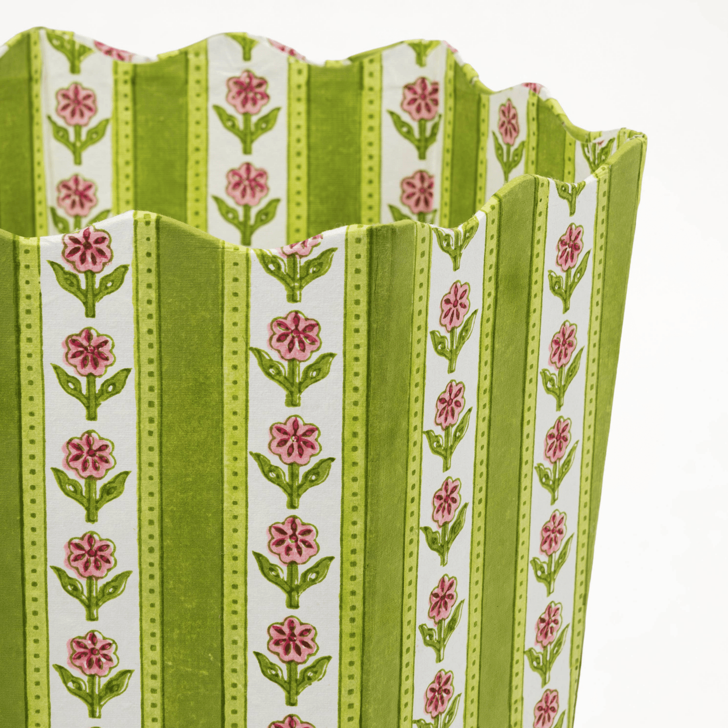 Cottage Garden Blockprint Waste/Storage Bin - Green - Hosted by Kelly Gaudreau