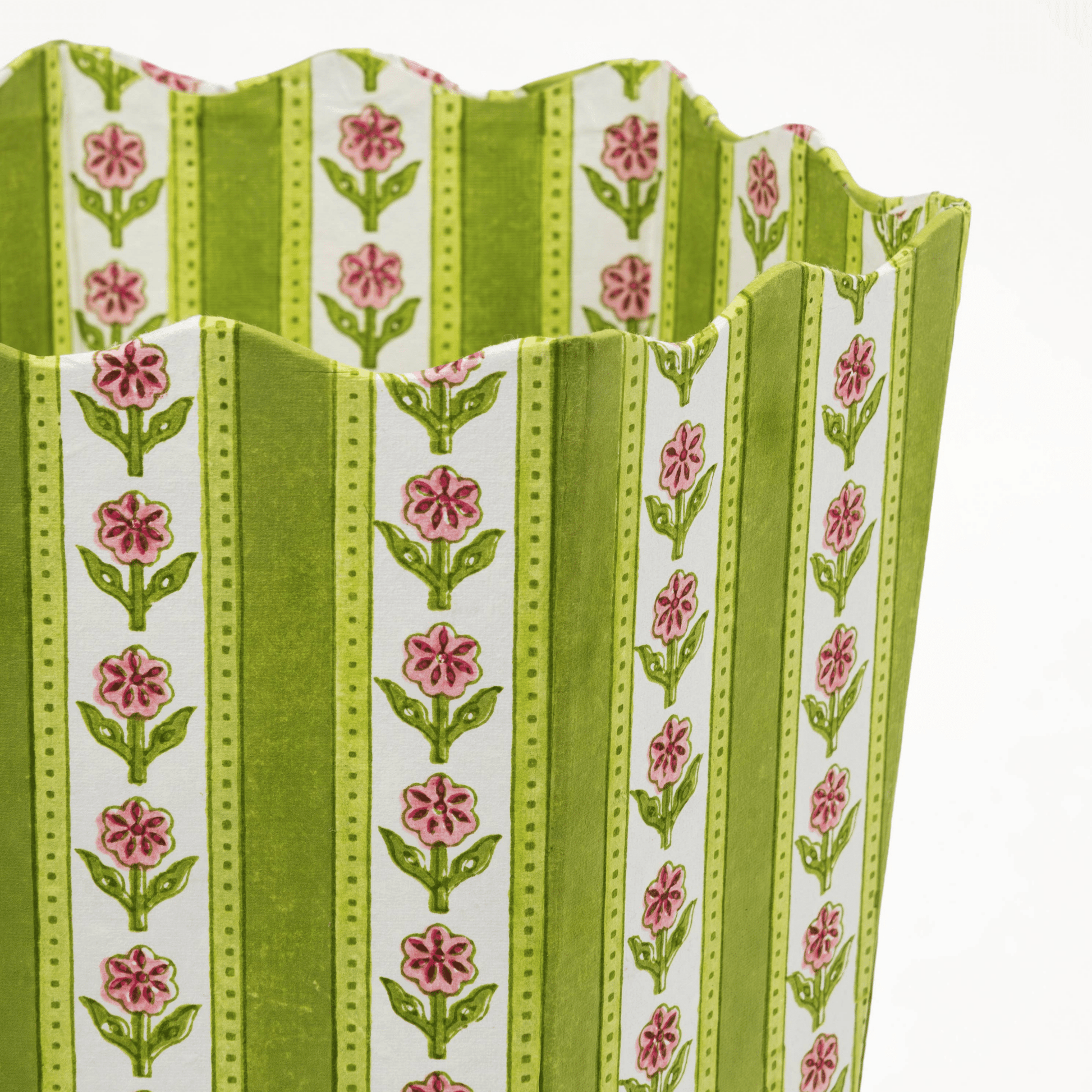Cottage Garden Blockprint Waste/Storage Bin - Green - Hosted by Kelly Gaudreau