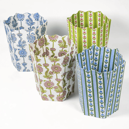 Cottage Garden Blockprint Waste/Storage Bin - Green - Hosted by Kelly Gaudreau
