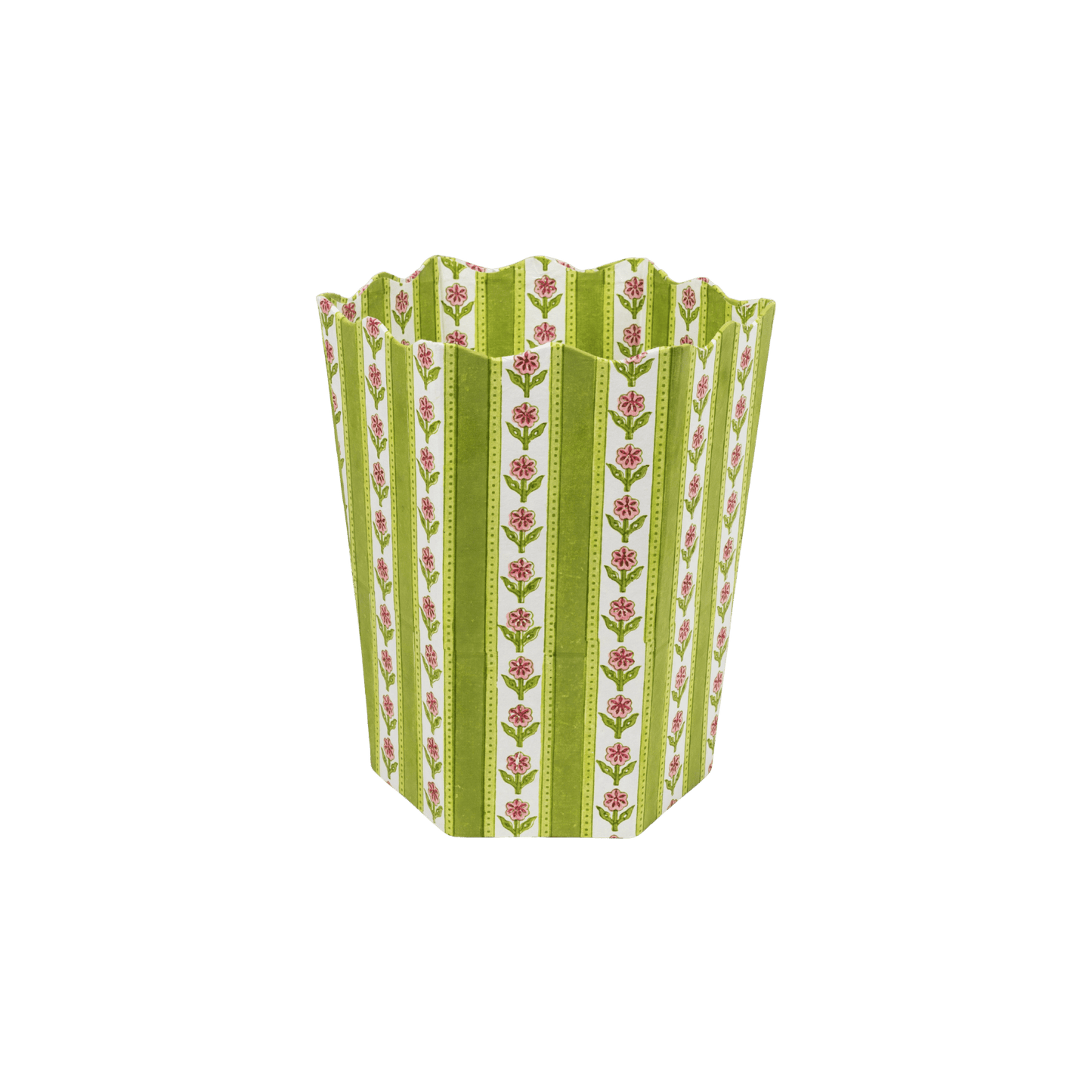 Cottage Garden Blockprint Waste/Storage Bin - Green - Hosted by Kelly Gaudreau