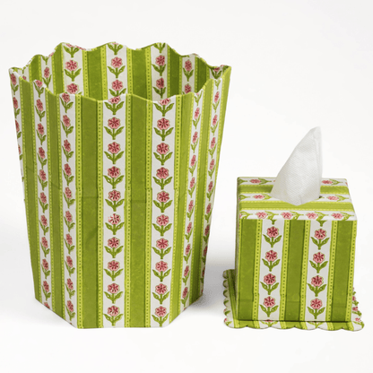 Cottage Garden Blockprint Waste/Storage Bin - Green - Hosted by Kelly Gaudreau