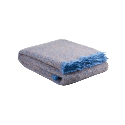 Clash Mohair Throw Blanket - Cocoa Blue