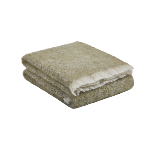 Mooneen Mohair Throw Blanket - Olive
