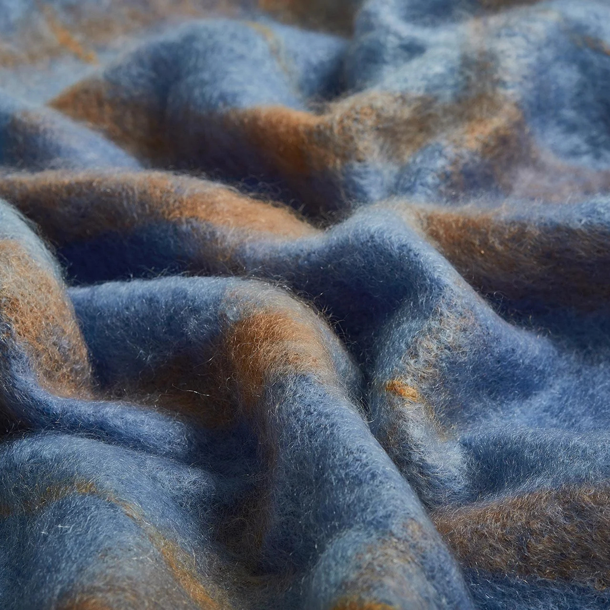 Plaid Drumin Mohair Throw Blanket - Bluebird