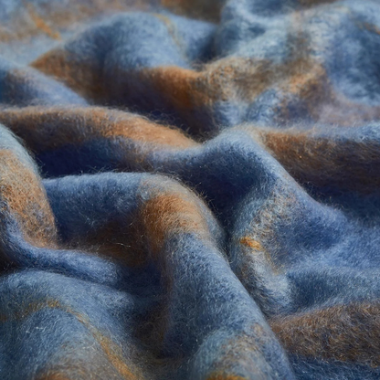 Plaid Drumin Mohair Throw Blanket - Bluebird