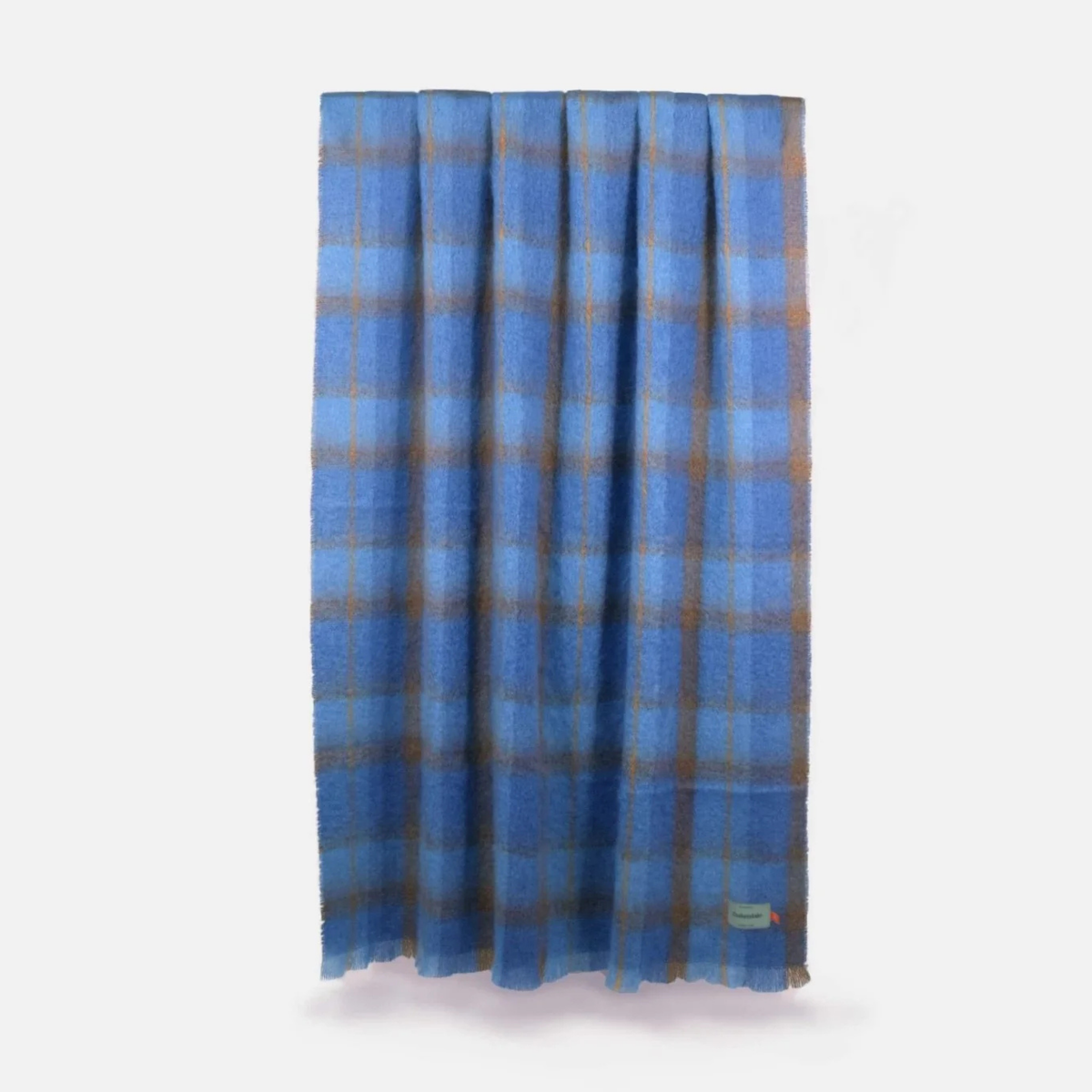 Plaid Drumin Mohair Throw Blanket - Bluebird