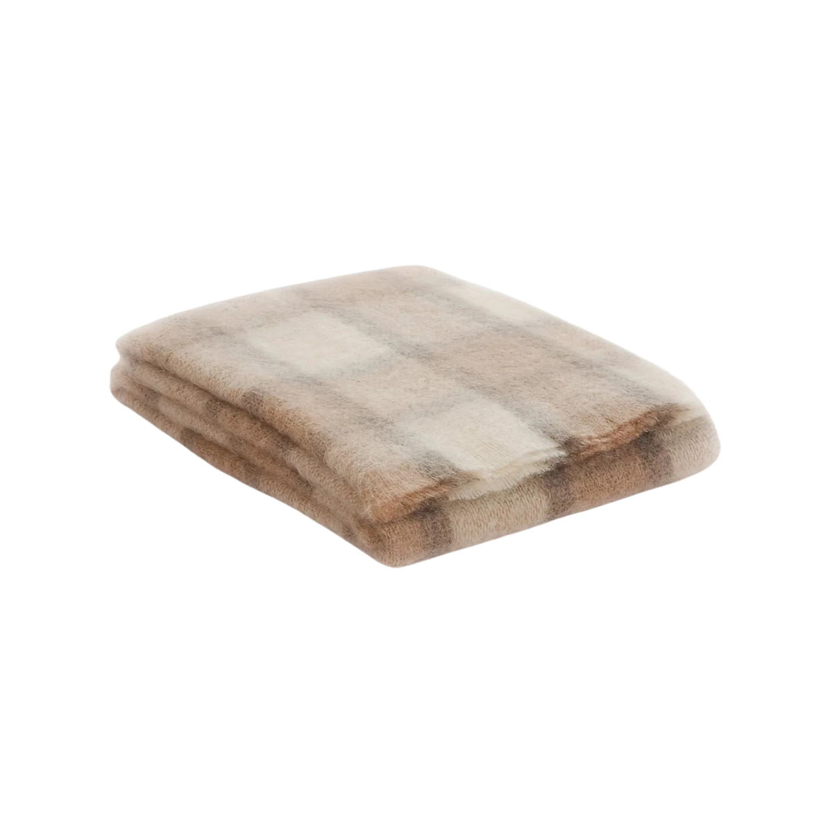 Plaid Drumin Mohair Throw Blanket - Fawn