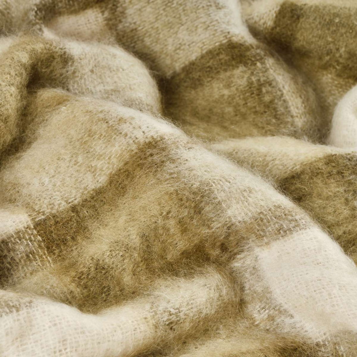 Plaid Drumin Mohair Throw Blanket - Olive