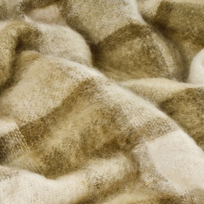 Plaid Drumin Mohair Throw Blanket - Olive