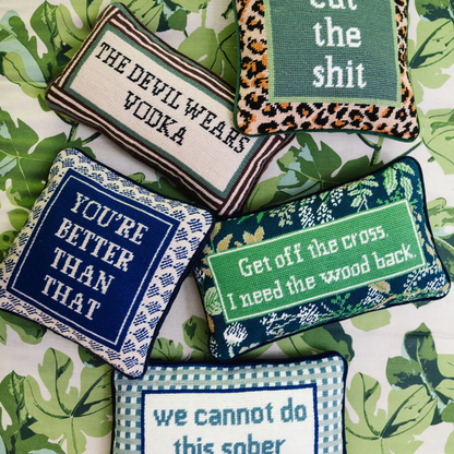 Cut The Shit Needlepoint Pillow - Hosted by Kelly Gaudreau