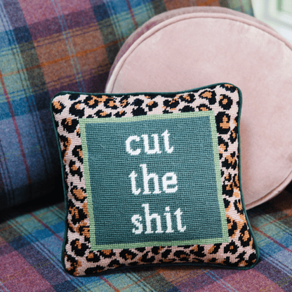 Cut The Shit Needlepoint Pillow - Hosted by Kelly Gaudreau