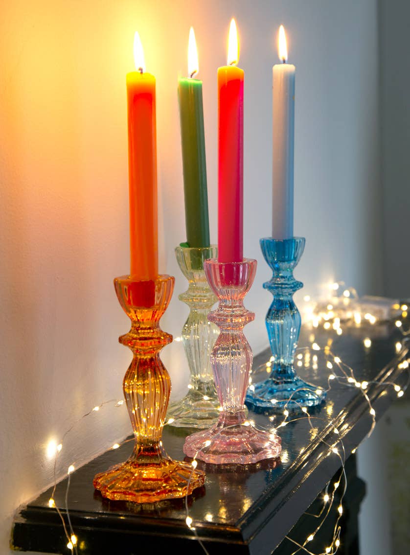 Green Glass Candlestick Holder