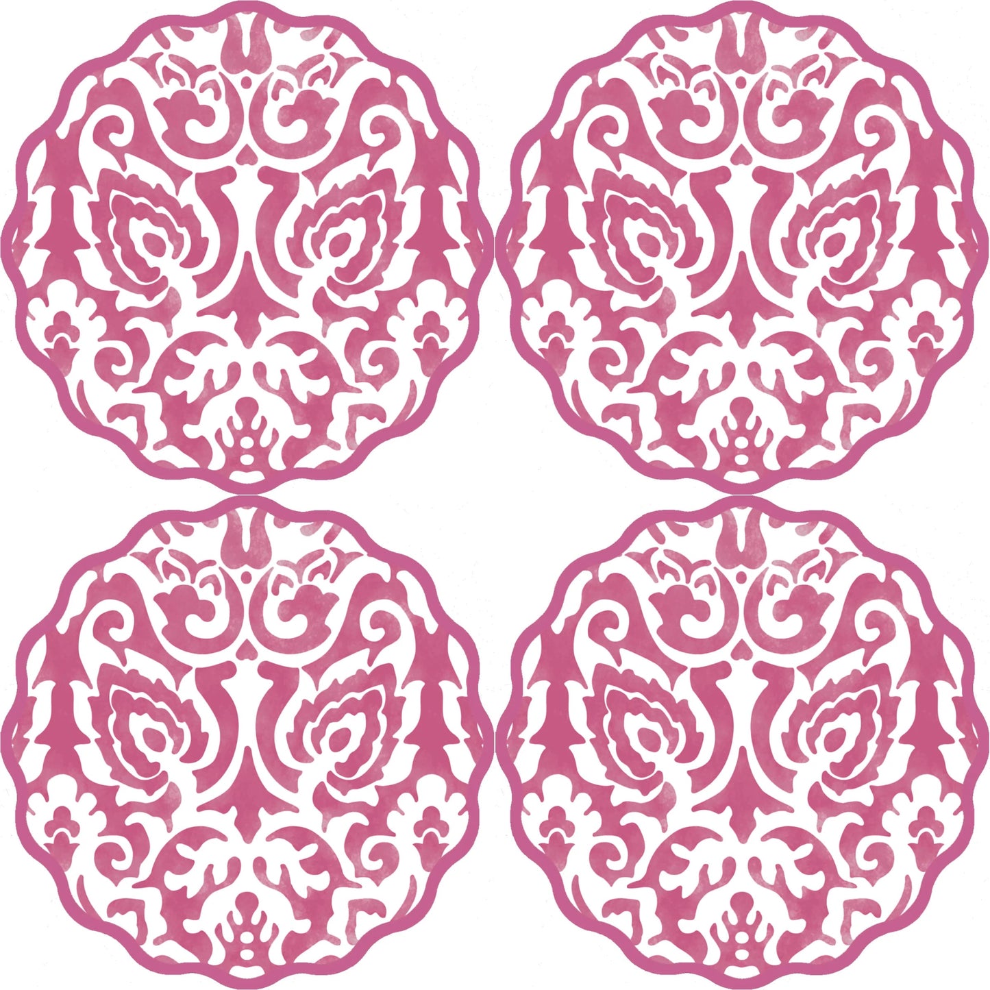 Damask Scallop Coasters in Berry - Set of 4 - Hosted by Kelly Gaudreau