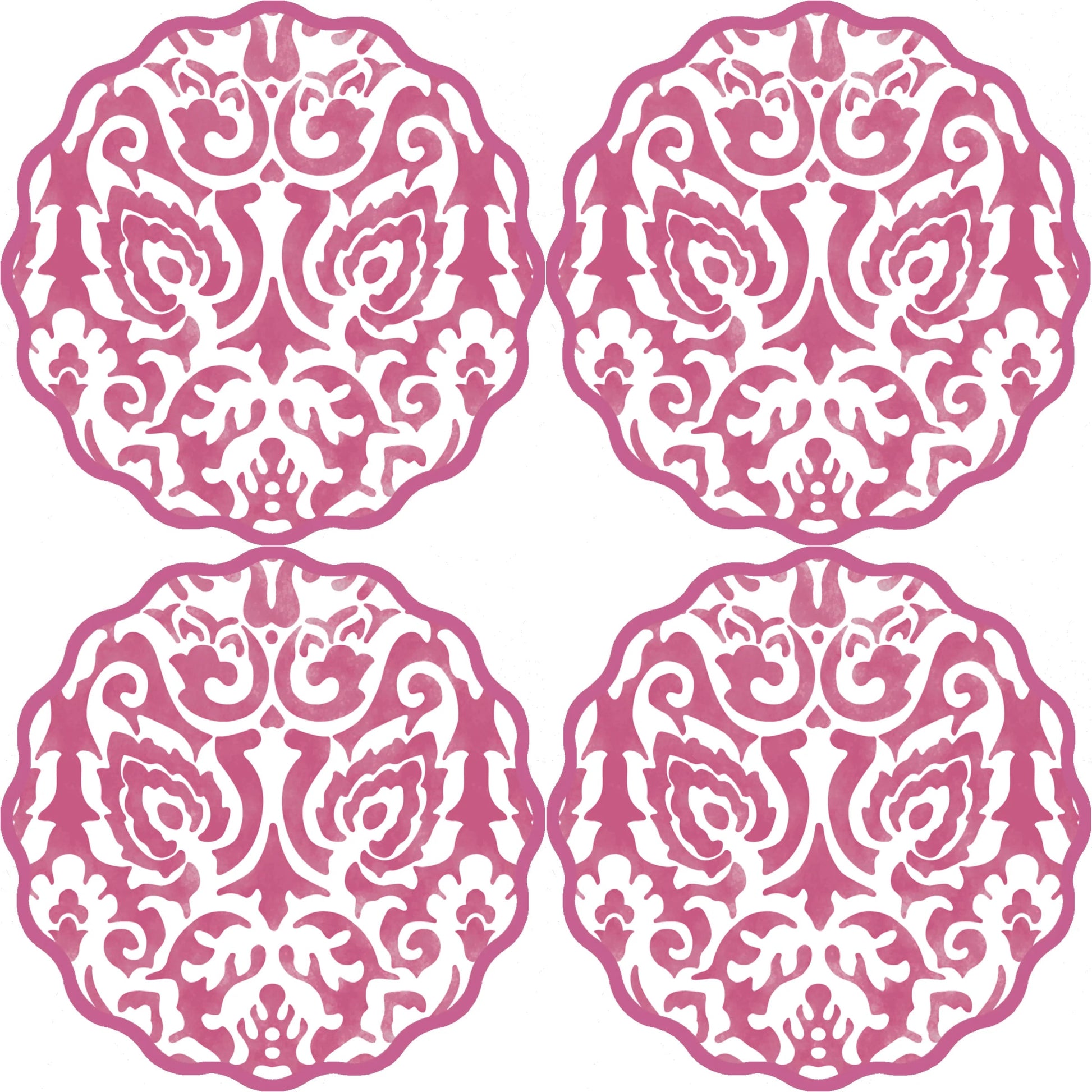 Damask Scallop Coasters in Berry - Set of 4 - Hosted by Kelly Gaudreau