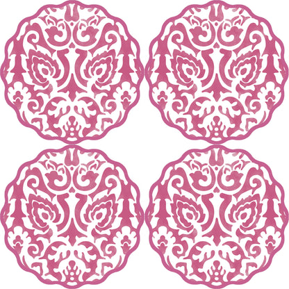 Damask Scallop Coasters in Berry - Set of 4 - Hosted by Kelly Gaudreau